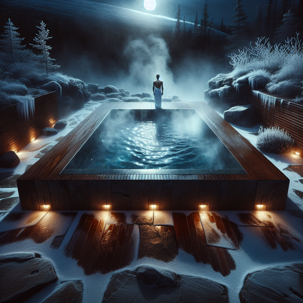 evening ice bath, nighttime cold immersion, cold therapy before bed, late-night cold dip, nocturnal hydrotherapy, post-dinner ice soak, before-sleep cold exposure, night-time cryotherapy session, chilled water plunge at nighttime, pre-bedtime cold bath benefits